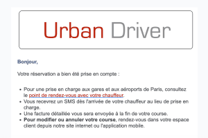 Trame de la confirmation de réservation envoyée automatiquement par mail